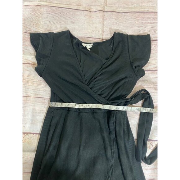 See You Monday Women's Black Flutter Sleeve Open Front Maxi Dress - Medium - Picture 10 of 12